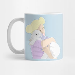 Girl hugging a lamb Mug